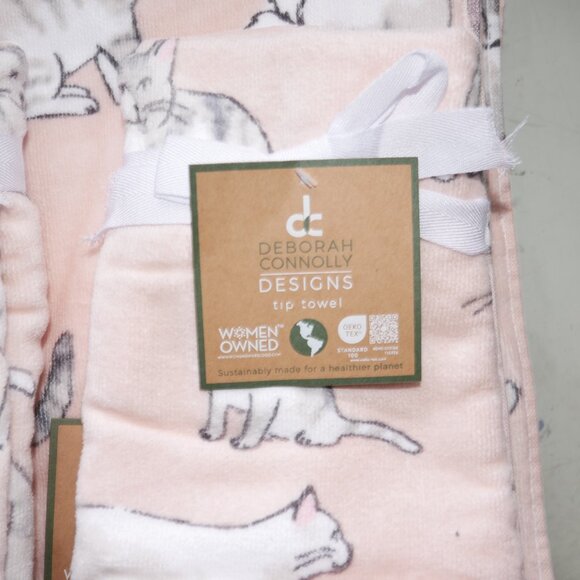 Deborah Connolly 6 PC Bath Towel Set Soft Pink Kitty Cats Kittens Tabby Cat NWT - Picture 6 of 7